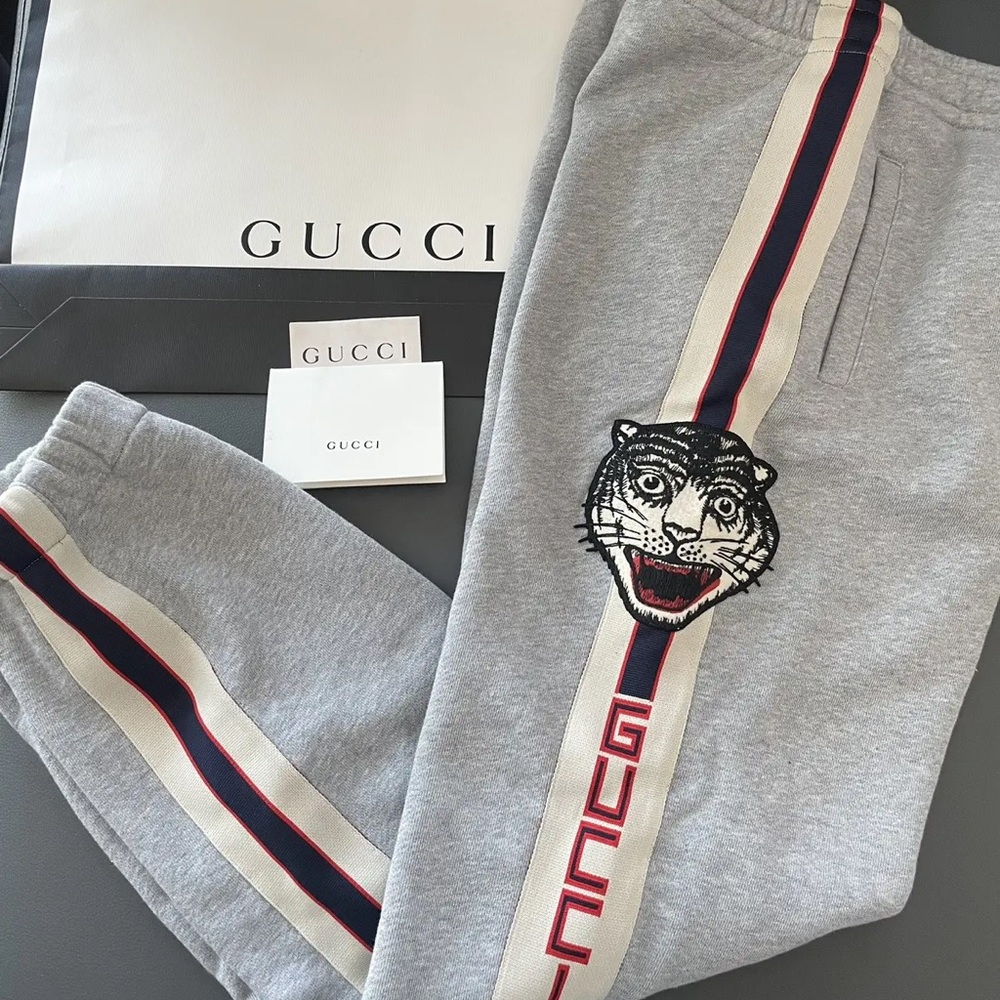 Gucci Jogging Sweatpants with Embroidered Tiger